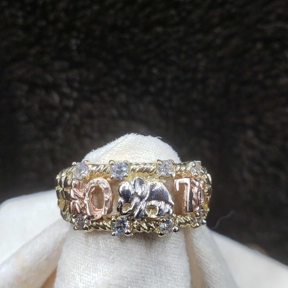 14k solid gold lucky ring